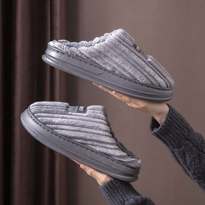 Insole Memory Foam - Зимние мужские полосатые замшевые тапочки 2026