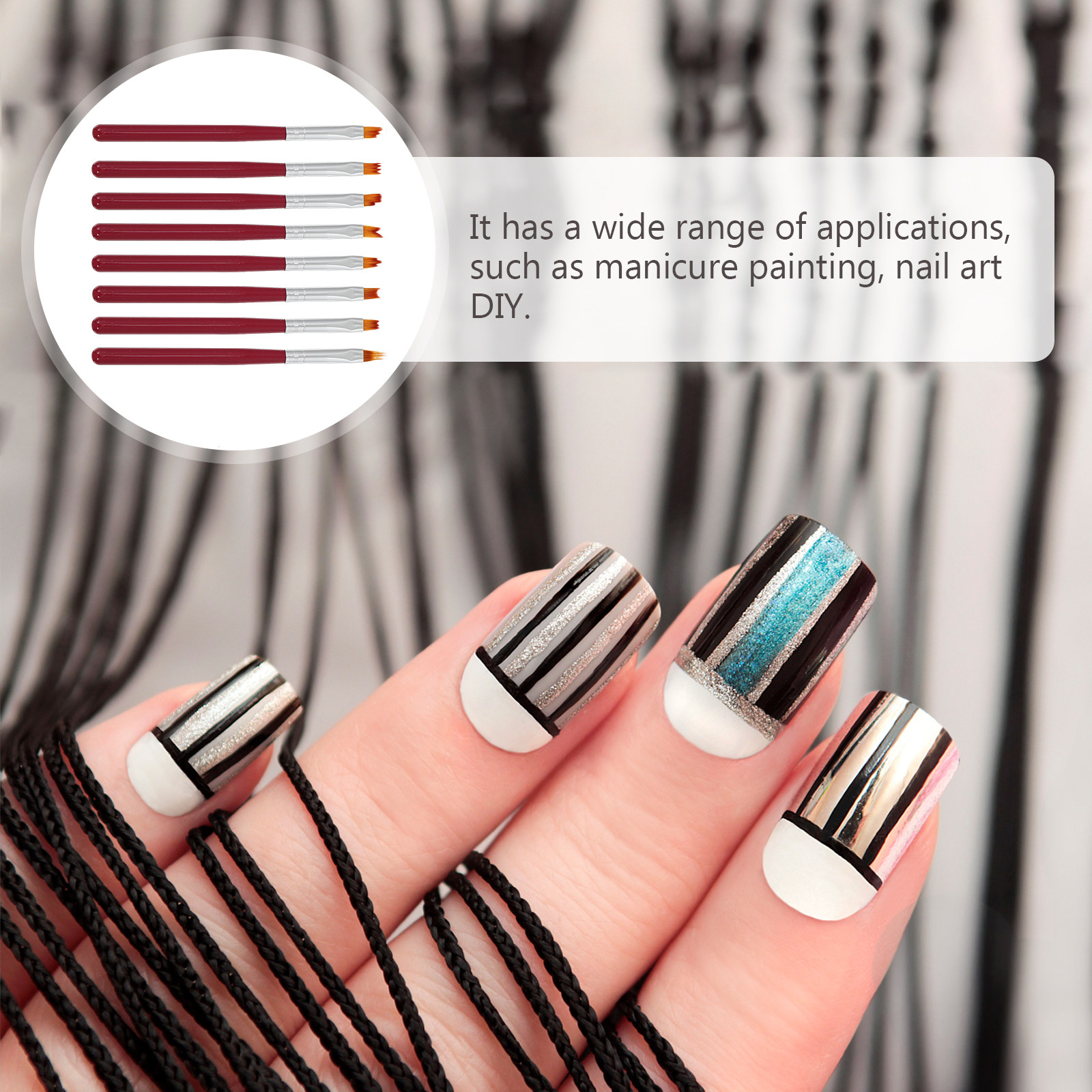 Набор из 8 кистей для нейл-арт – обзор и цена Brush Bristle Set